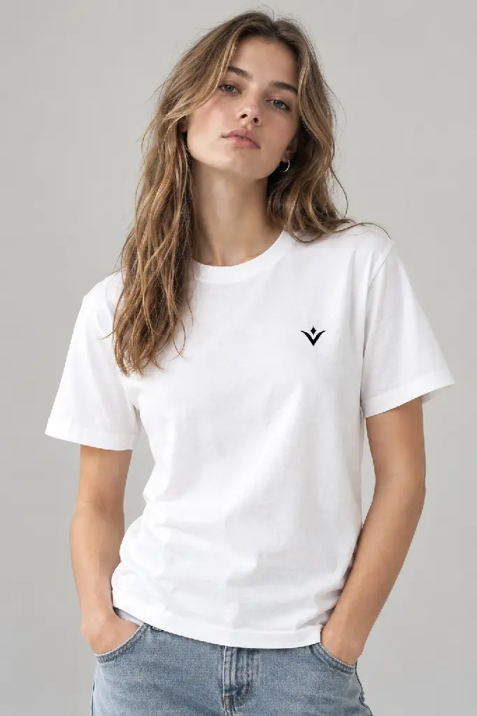 Minimal White Tee Editorial Portrait.webp